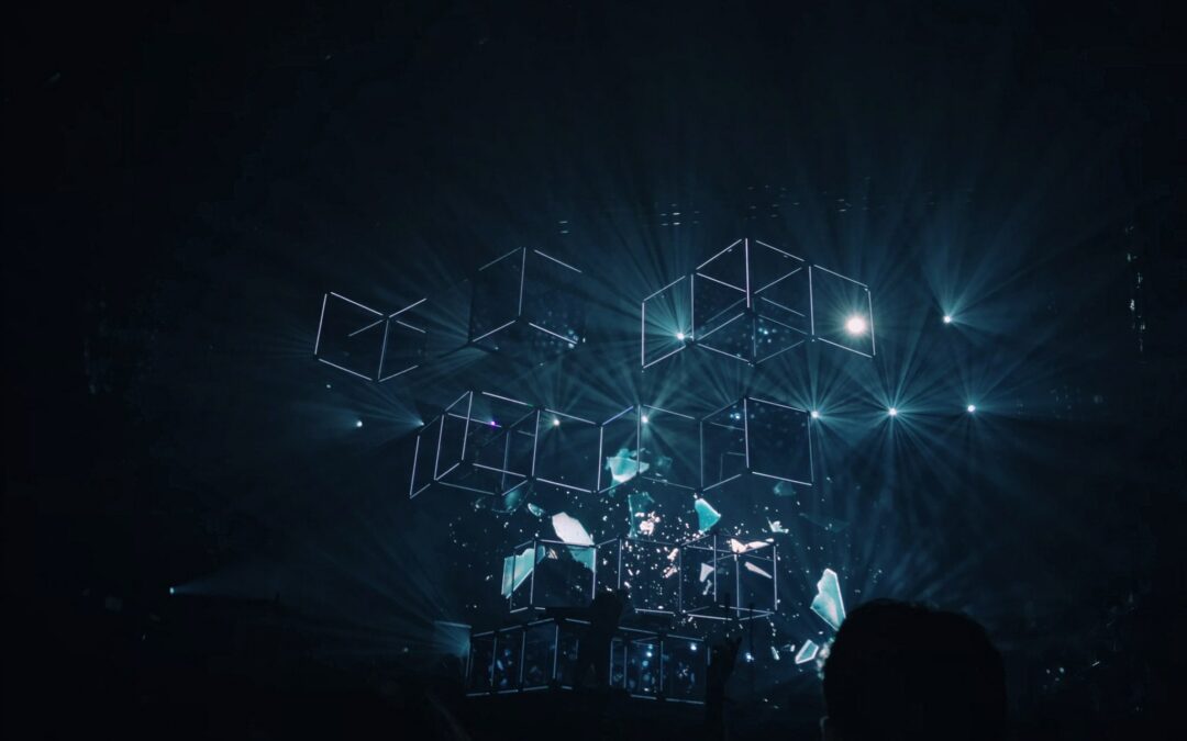 black and blue holographic data mapping quality data