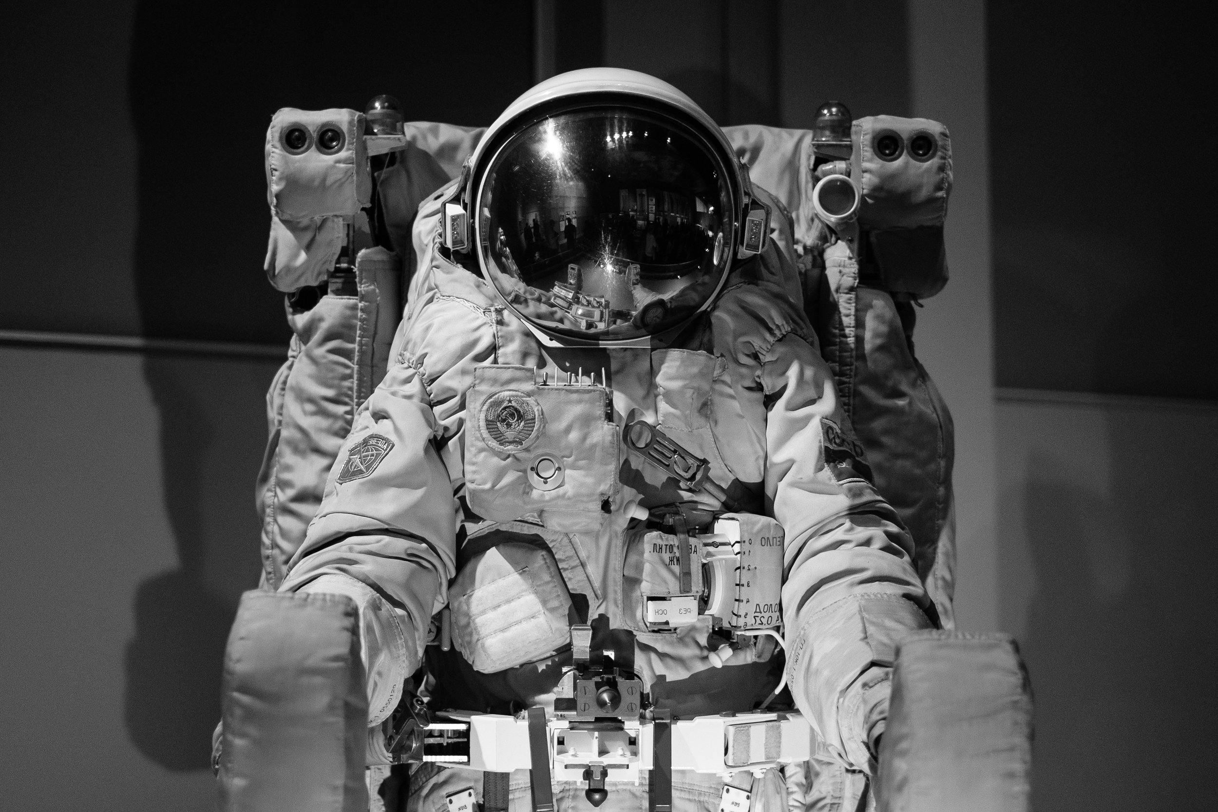 astronaut black and white scientific advancement