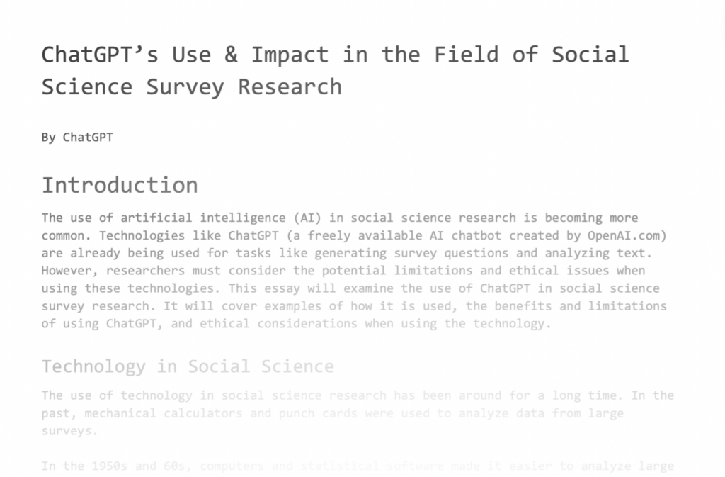 ChatGPT chatbot social science survey research essay