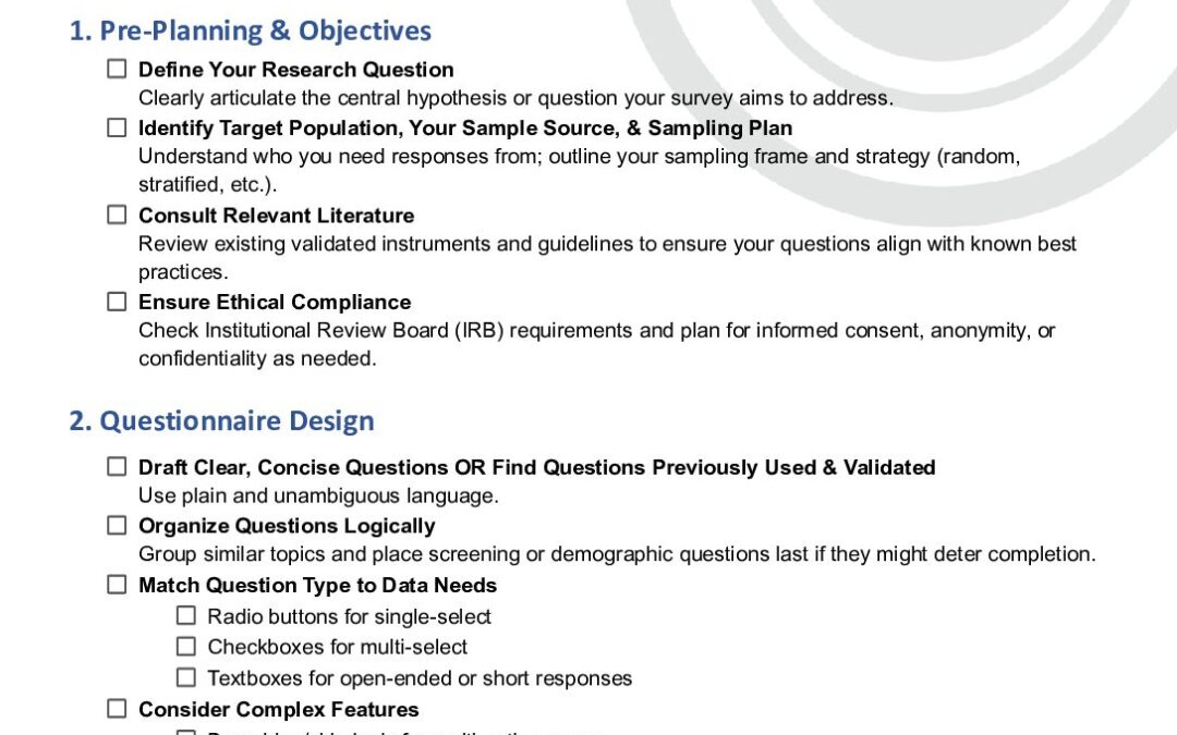 Comprehensive Survey Design & Implementation Checklist
